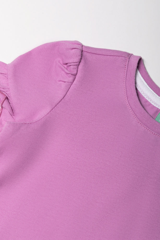 Frill Sleeve T-Shirt Purple (2)