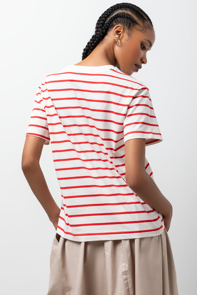 Stripe Short Sleeve T-Shirt Red And White (2)