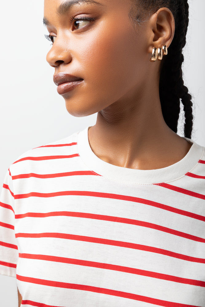 Stripe Short Sleeve T-Shirt Red And White (3)