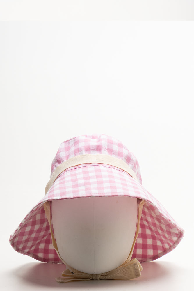 Check Wide Brim Bucket Hat Pink