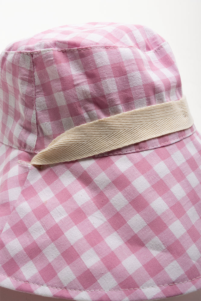 Check Wide Brim Bucket Hat Pink (2)