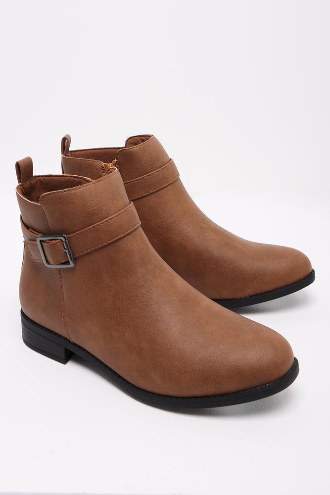 Buckle Trim Boot Tan