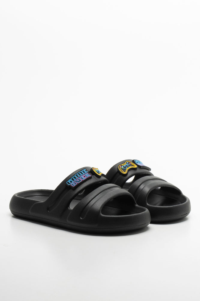 Double Band Slides Black