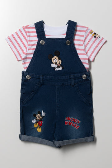 Mickey Mouse Dungaree Set Blue