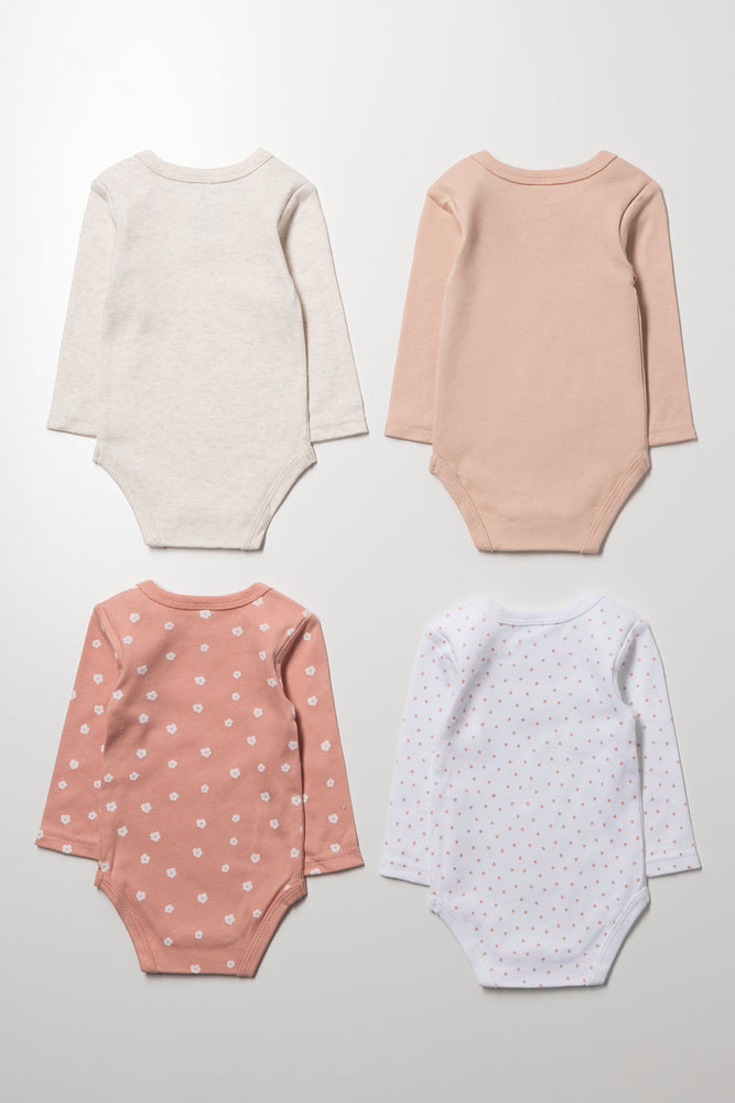Pack Long Sleeve Vests Pink & White (2)