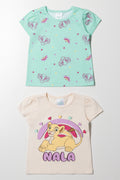 Nala 2 Pack Short Sleeve T-Shirts Blue And Natural