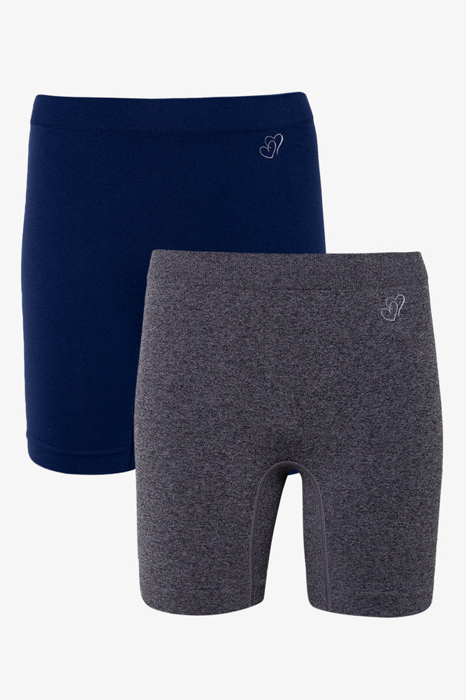 2 Pack Seamfree Long Leg Boyleg Panties Navy And Grey