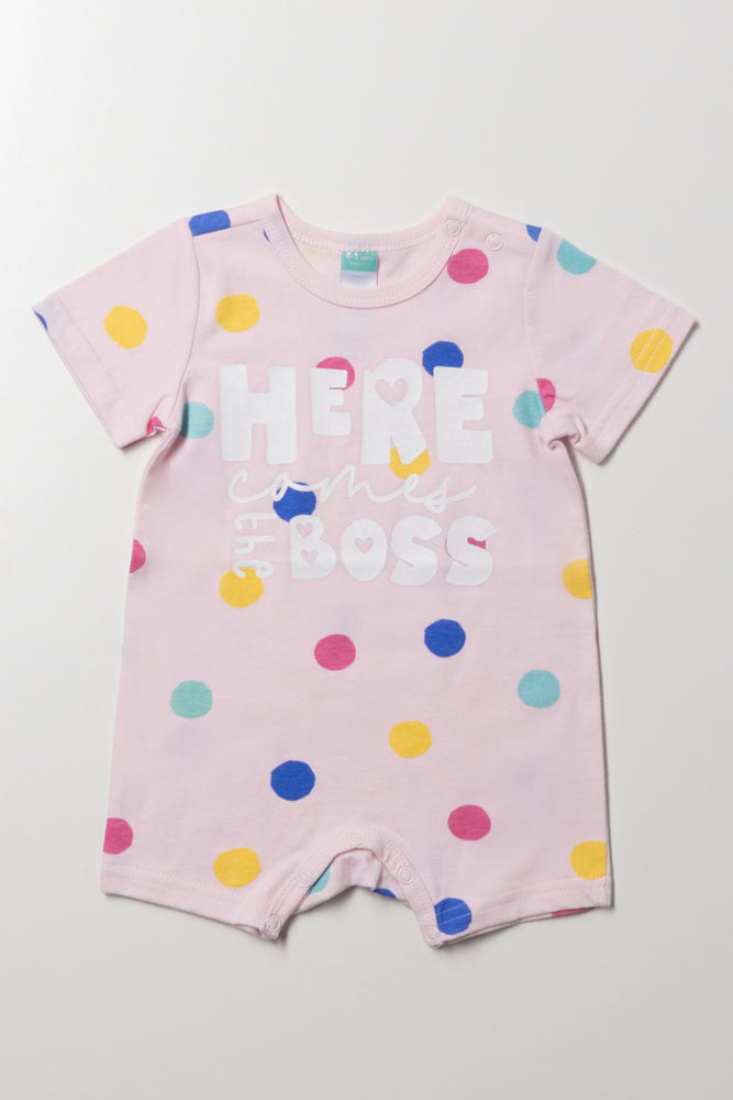 Here Comes The Boss Romper Pink