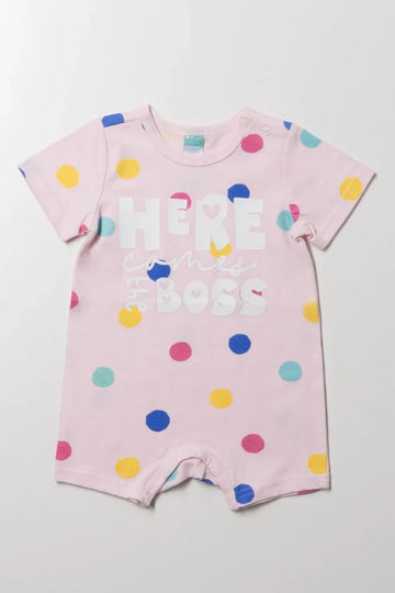 Here Comes The Boss Romper Pink