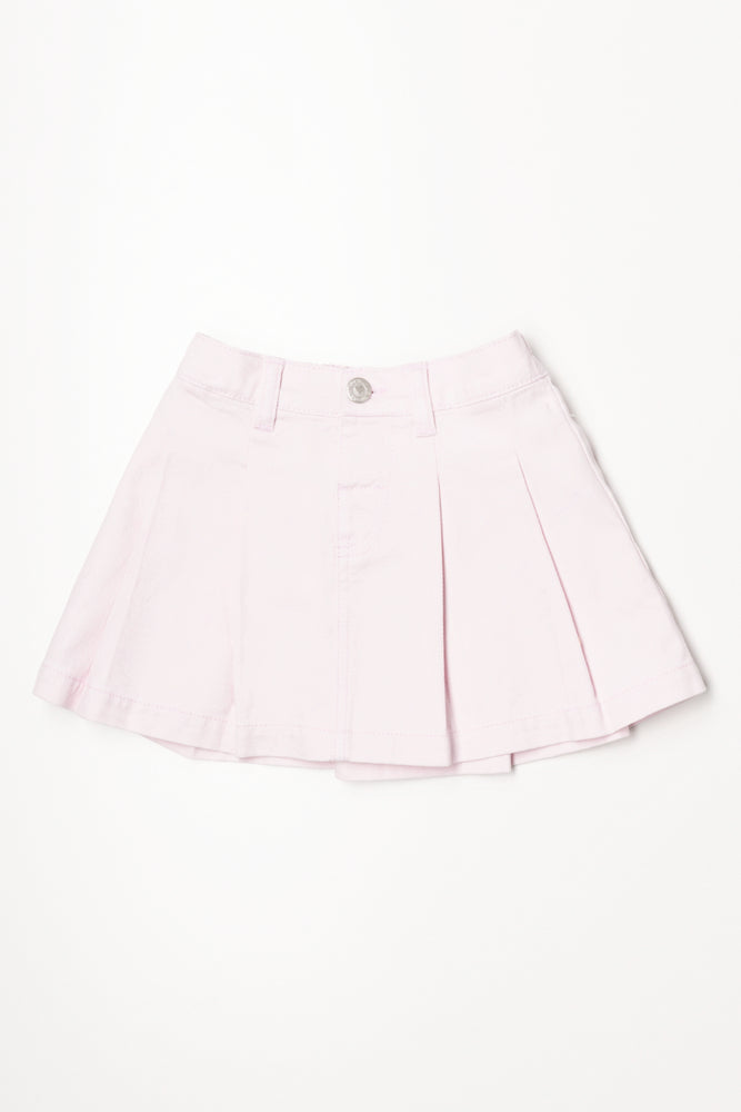 Denim Pleated Skirt Pink