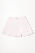 Denim Pleated Skirt Pink
