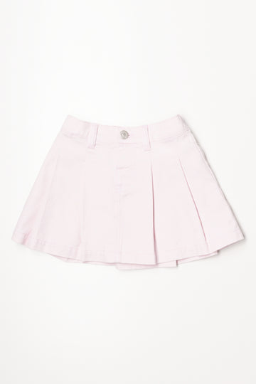 Denim Pleated Skirt Pink