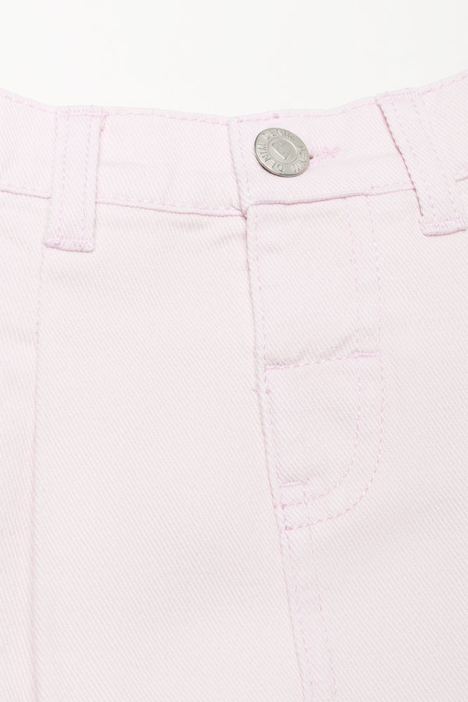 Denim Pleated Skirt Pink (1)