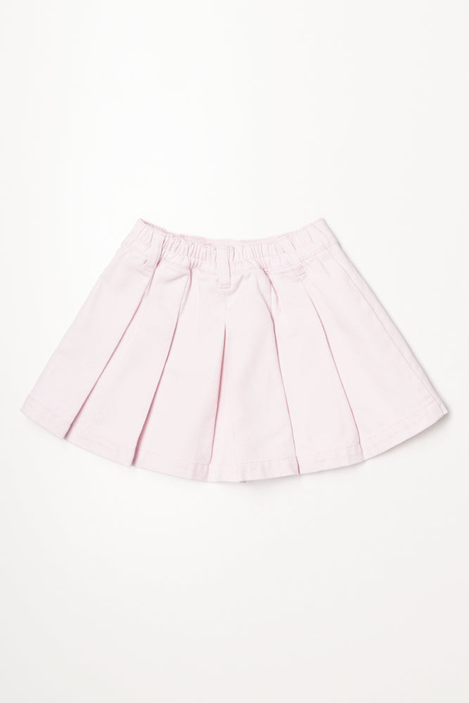 Denim Pleated Skirt Pink (2)