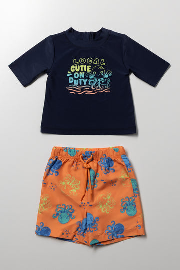 Octopus Swim Set Navy And Orange