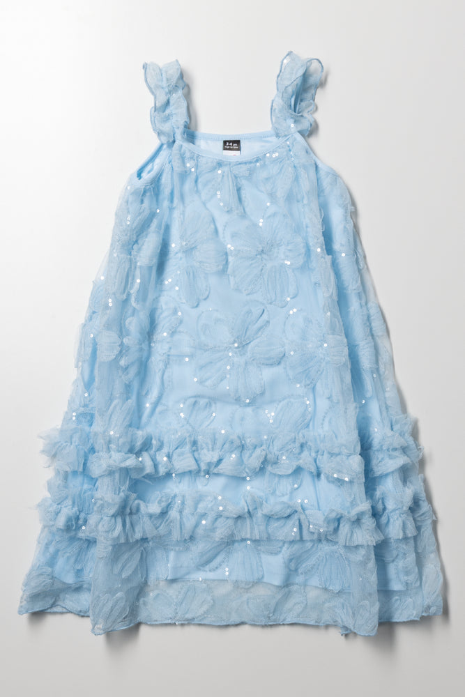 A-Line Sequin Mesh Dress Light Blue