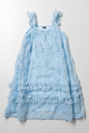 A-Line Sequin Mesh Dress Light Blue