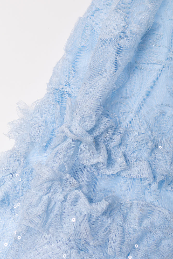 A-Line Sequin Mesh Dress Light Blue
