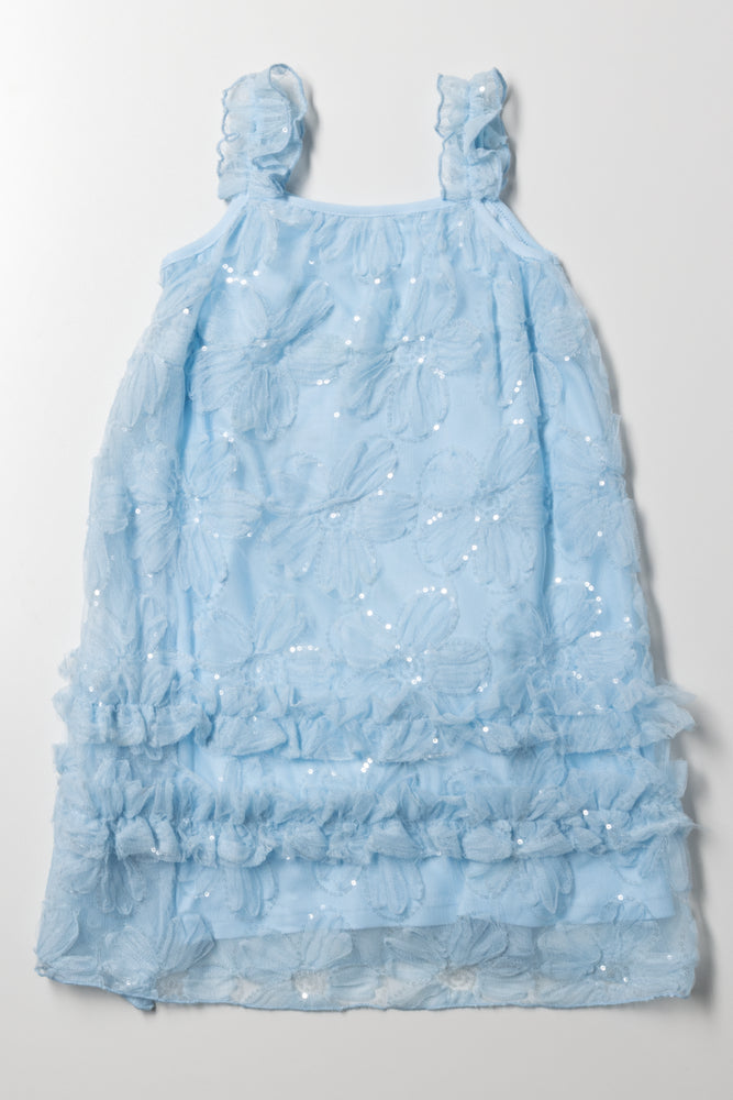 A-Line Sequin Mesh Dress Light Blue (2)