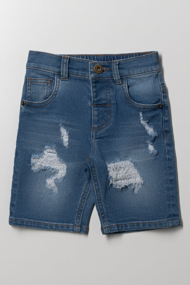 Ripped Denim Shorts Blue