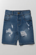 Ripped Denim Shorts Blue