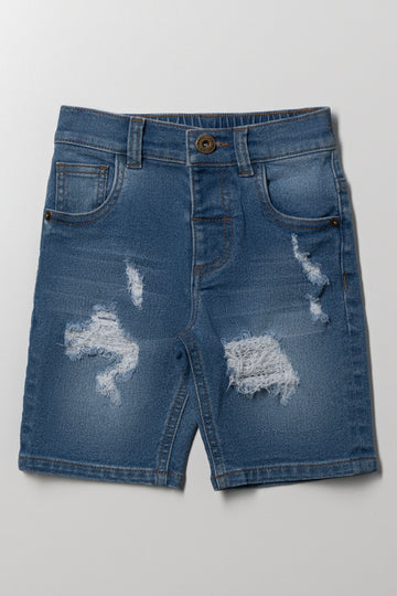 Ripped Denim Shorts Blue