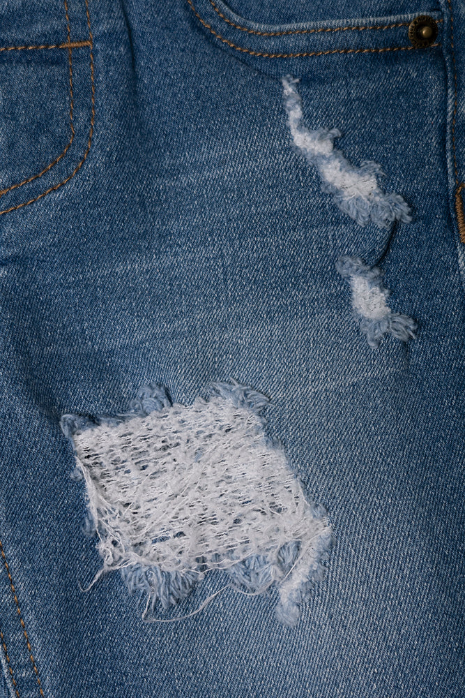 Ripped Denim Shorts Blue (2)