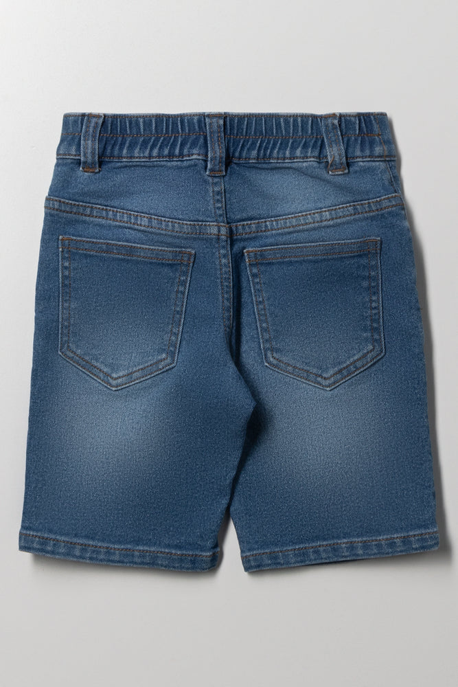 Ripped Denim Shorts Blue (3)