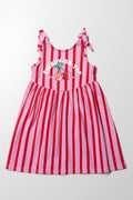 Stripe Sleeveless Dress Red And Pink