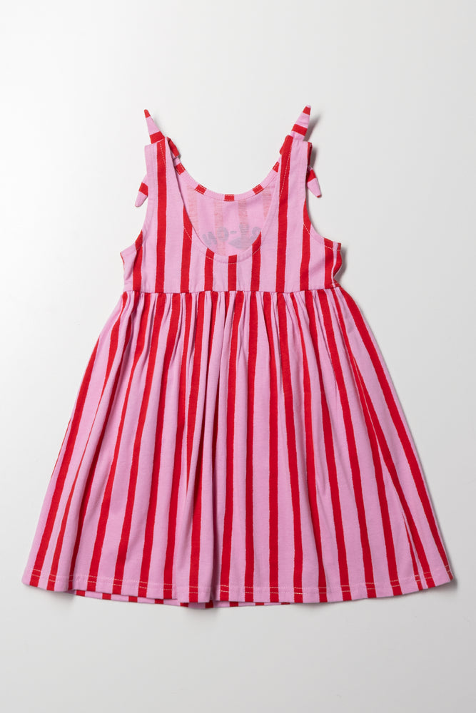 Stripe Sleeveless Dress Red And Pink (2)