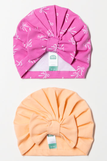 2 Pack Turbans Pink And Orange