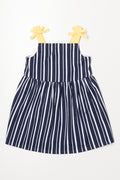 Stripe Textured Strappy Dress Navy
