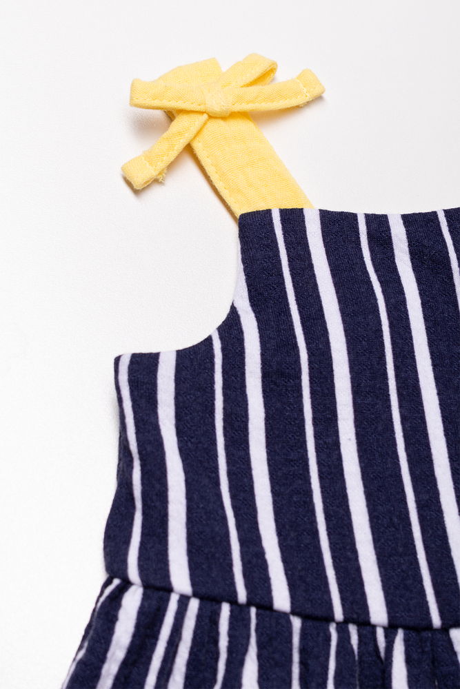 Stripe Textured Strappy Dress Navy