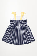 Stripe Textured Strappy Dress Navy (2)