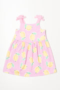Lemon Textured Strappy Dress Pink
