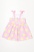Lemon Textured Strappy Dress Pink (2)
