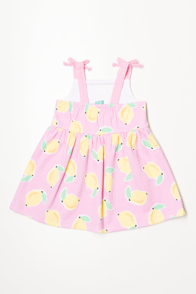 Lemon Textured Strappy Dress Pink (2)