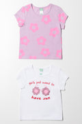 2 Pack Flower T-Shirts Pink And White