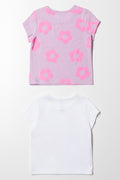 2 Pack Flower T-Shirts Pink And White (2)