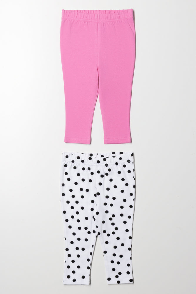 2 Pack Leggings Pink And White