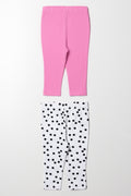 2 Pack Leggings Pink And White (2)