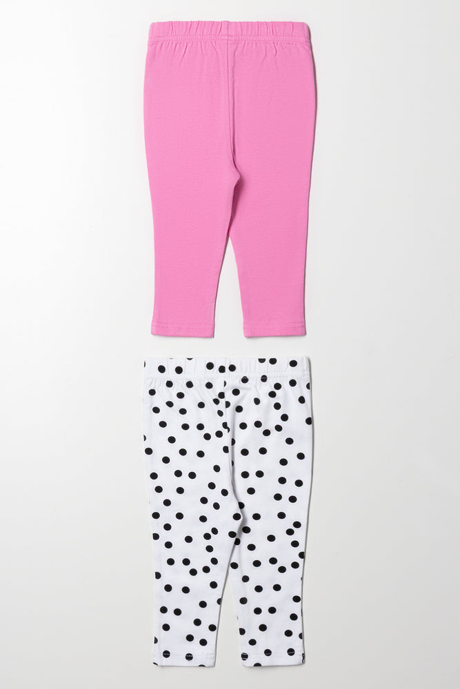 2 Pack Leggings Pink And White (2)