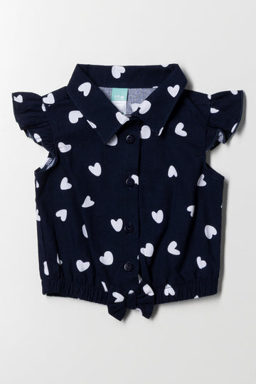 Front Tie Top Black And White