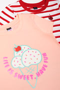 2 Pack Ice Cream T-Shirts Peach & White (1)