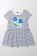Stripe Dropped Waist T-Shirt Dress Navy And White