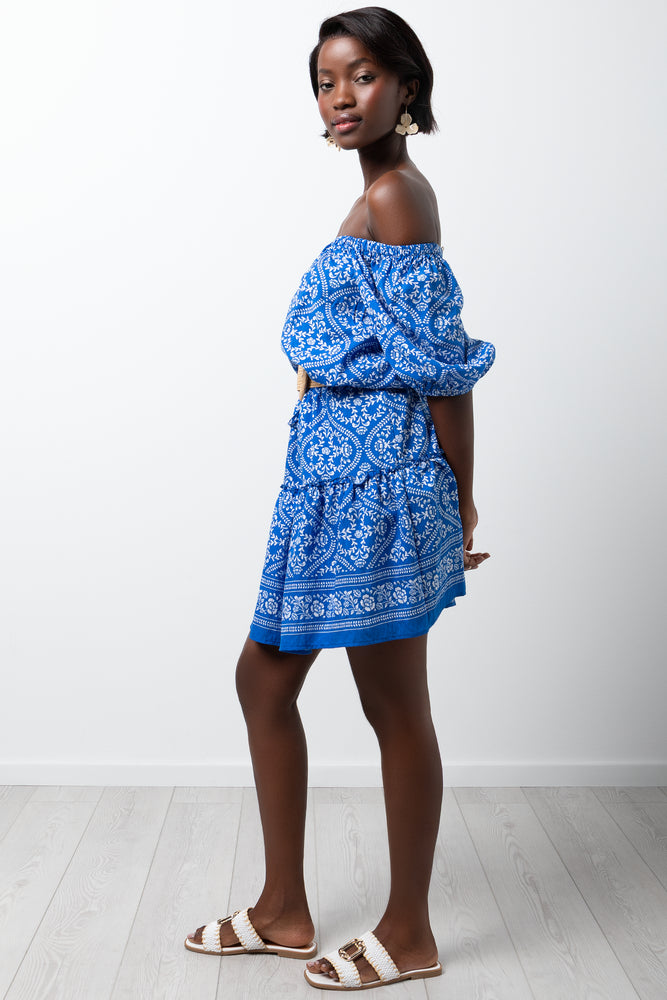 Short Puff Sleeve Top Blue