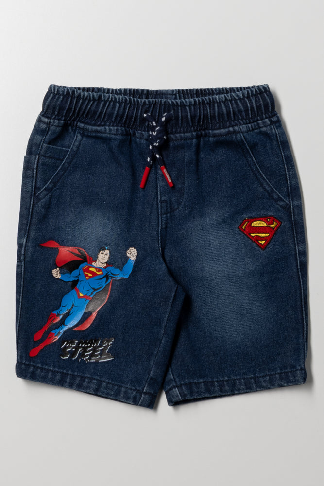 Superman Denim Shorts Blue