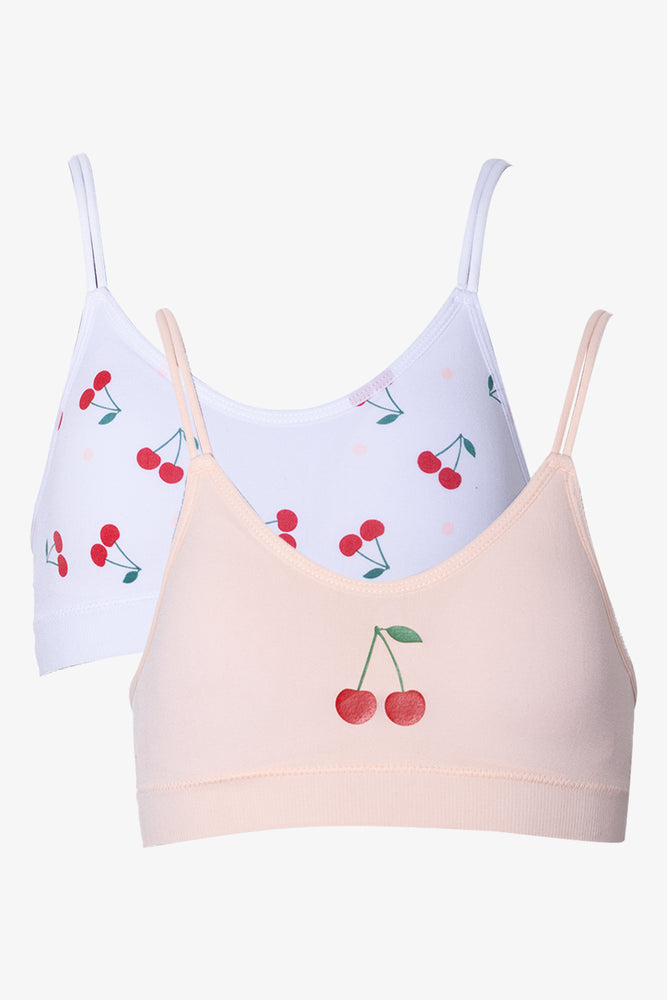 2 Pack Cherry Seamfree Bras White And Peach
