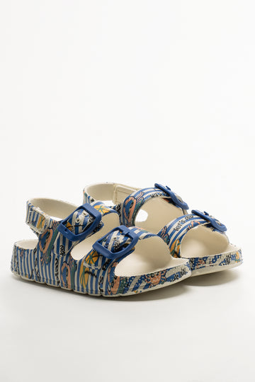 Double Strap Sandals Cream And Navy
