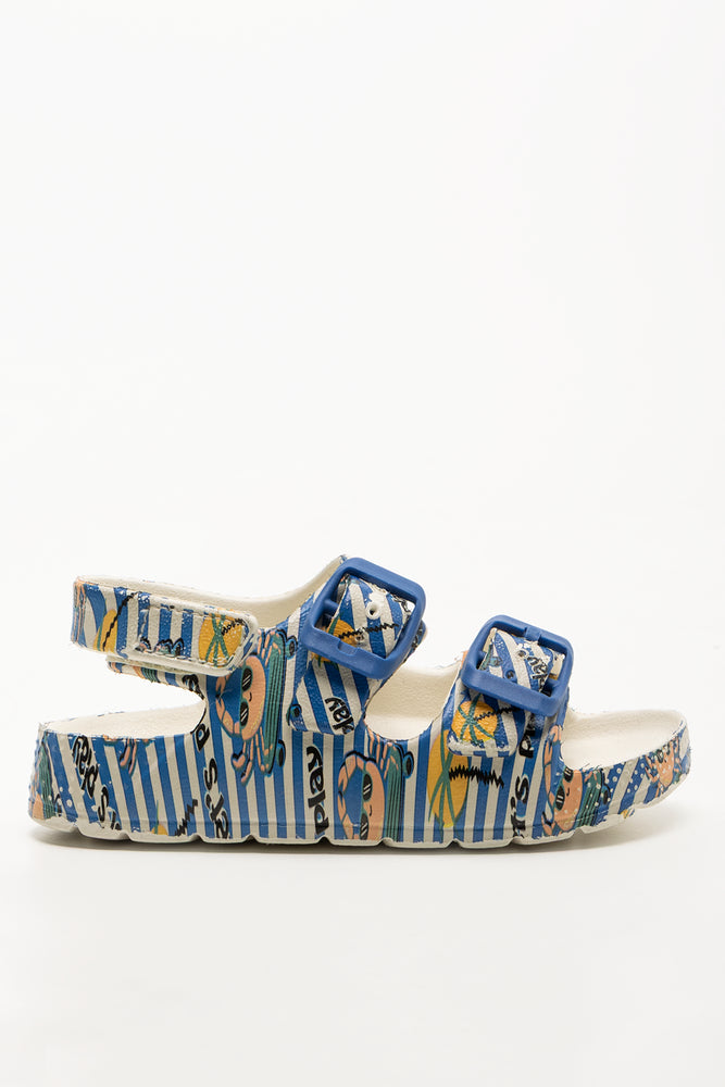 Double Strap Sandals Cream And Navy (1)